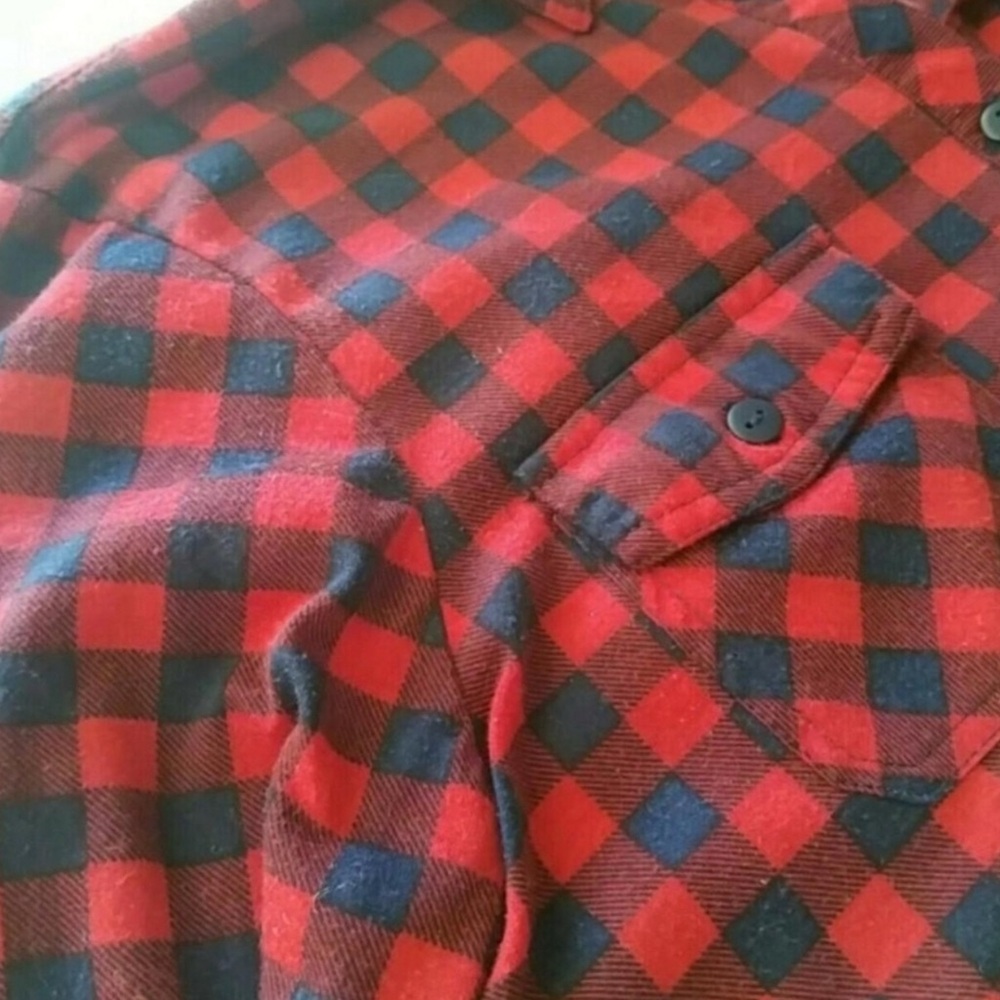 Red and Black Plaid Button-Up Shirt - Picture 6 of 9